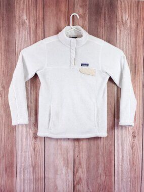 Patagonia Womens Large Re-Tool Snap-T Pullover Fleece Polartec White X-Dye 25443